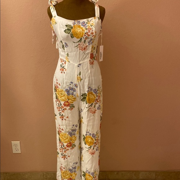 Reformation Pants - REFORMATION Elegant Floral White Jumpsuit